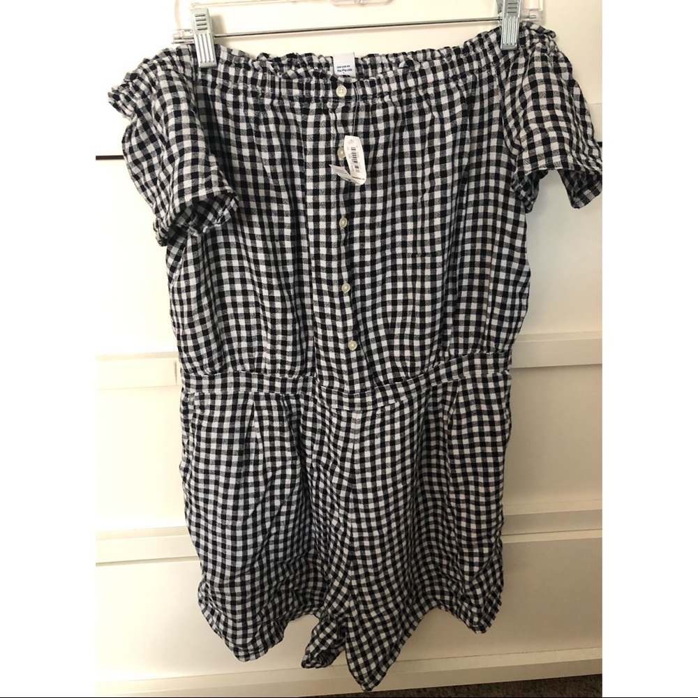 Old Navy gingham off the shoulder romper